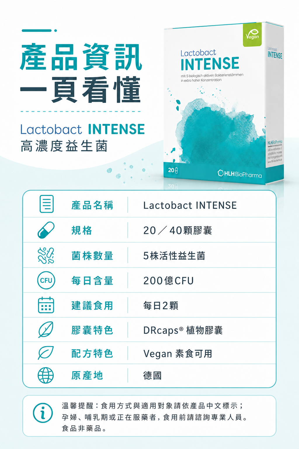 萊德寶 Lactobact INTENSE 高濃度腸道保養益生菌膠囊 20/40 粒 Lactobact 萊德寶